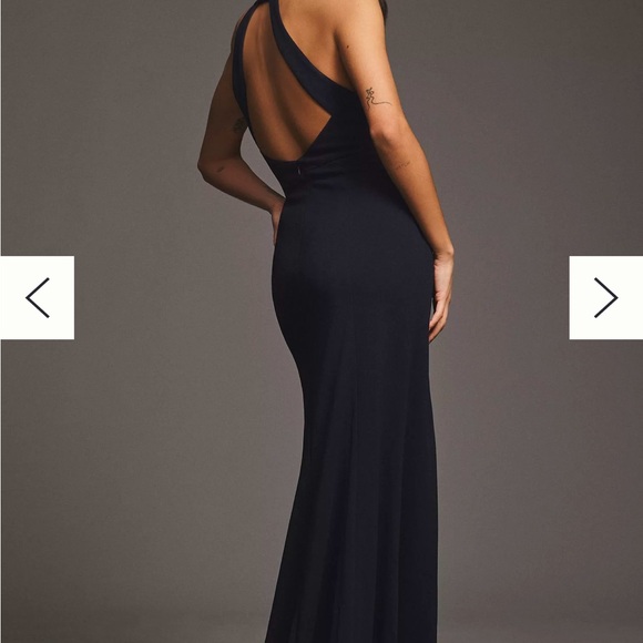 BHLDN Juliana High-Neck Side-Slit Stretch Crepe Maxi Dress - Picture 4 of 9
